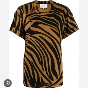 3.1 Phillip Lim Tiger StripeT-Shirt Black and Brown Small
